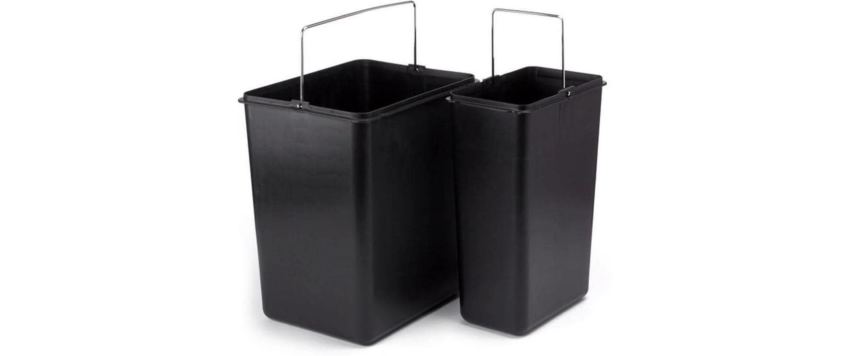MSV Recyclingbox 6 6 - 24 l - Edelstahl, rechteckig - Schwarz - 3 Fächer