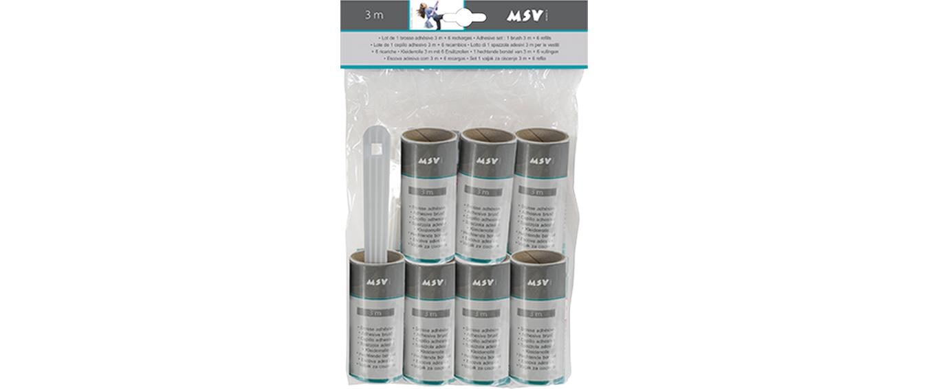 MSV Fusselroller – 7 Stk. – Polypropylen (PP) – grau/transparent – 5,0 × 5,0 × 20,0 cm