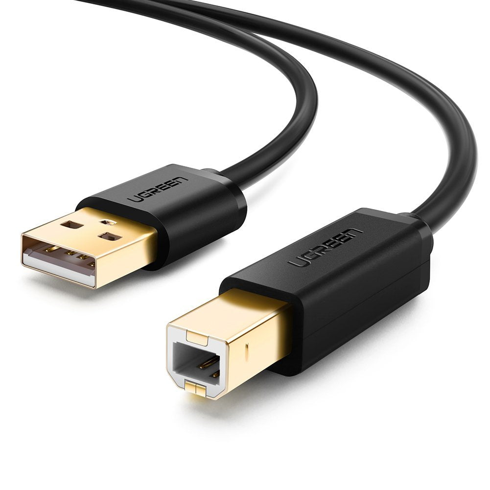 Ugreen USB-A auf USB-B Kabel – USB 2.0 (480 Mbit/s) – 3 m – Goldstecker – Schwarz