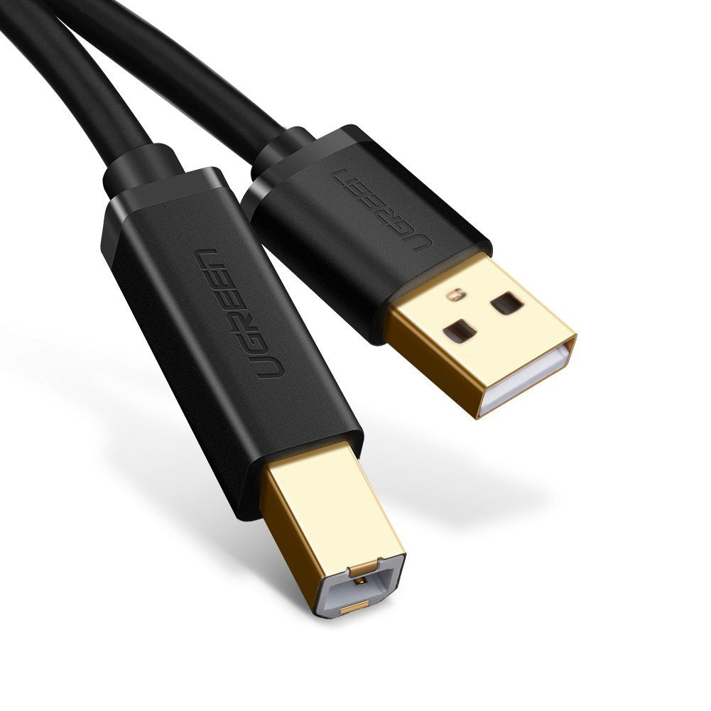Ugreen USB-A auf USB-B Kabel – USB 2.0 (480 Mbit/s) – 3 m – Goldstecker – Schwarz