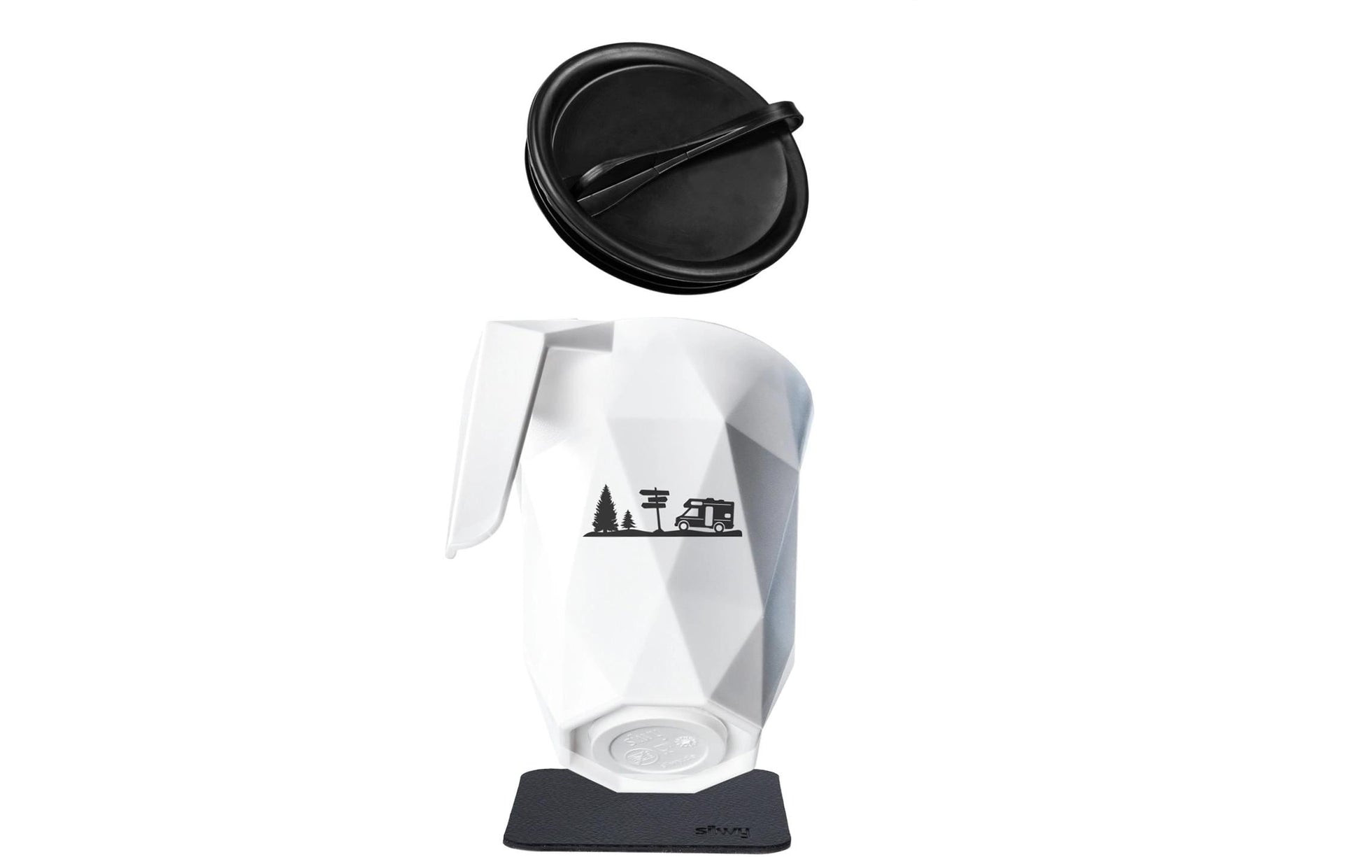 Silwy Tasse S030-1403-1-C – 300 ml, 8,5 × 12,0 cm, Kunststoff, Weiss, mit Deckel, stapelbar