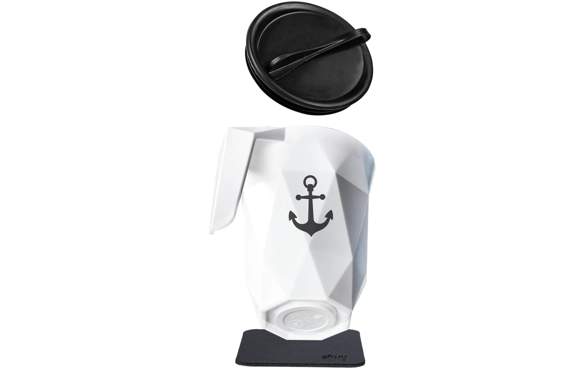 Silwy Tasse – 0,3 l, Ø 8,5 cm, H 12,0 cm, Kunststoff, Weiss, mit Deckel, stapelbar