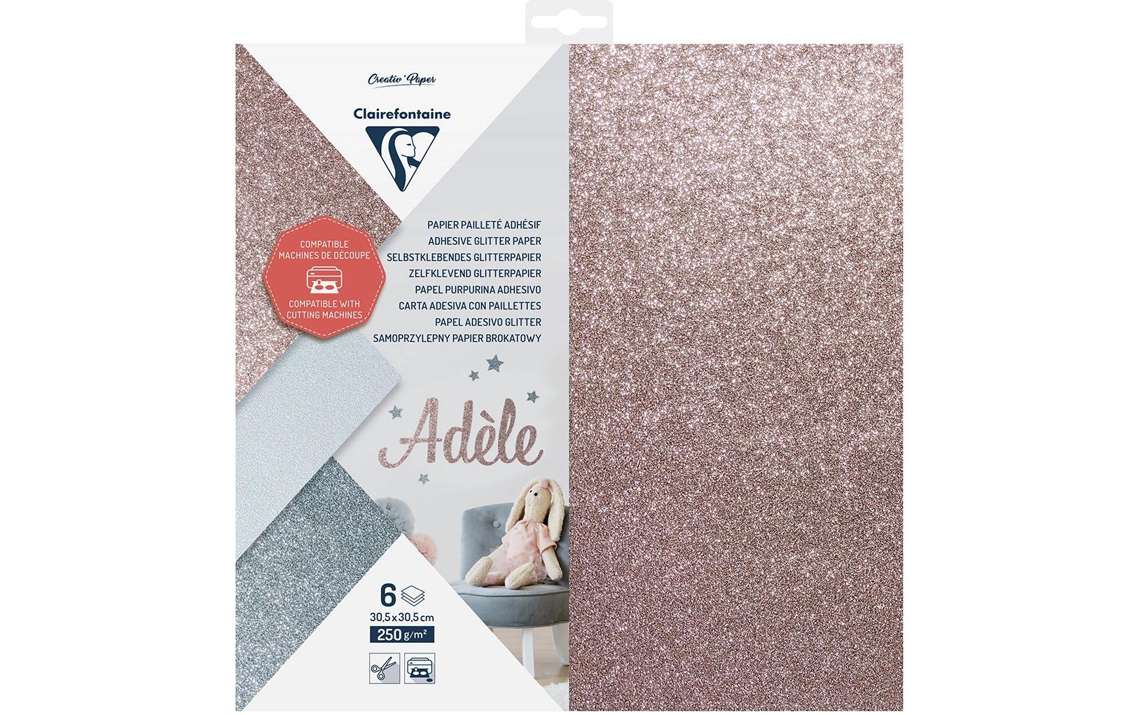 Clairefontaine Glitterkarton – 305 × 305 mm – 250 g/m² – Glitzer – 6 Blatt