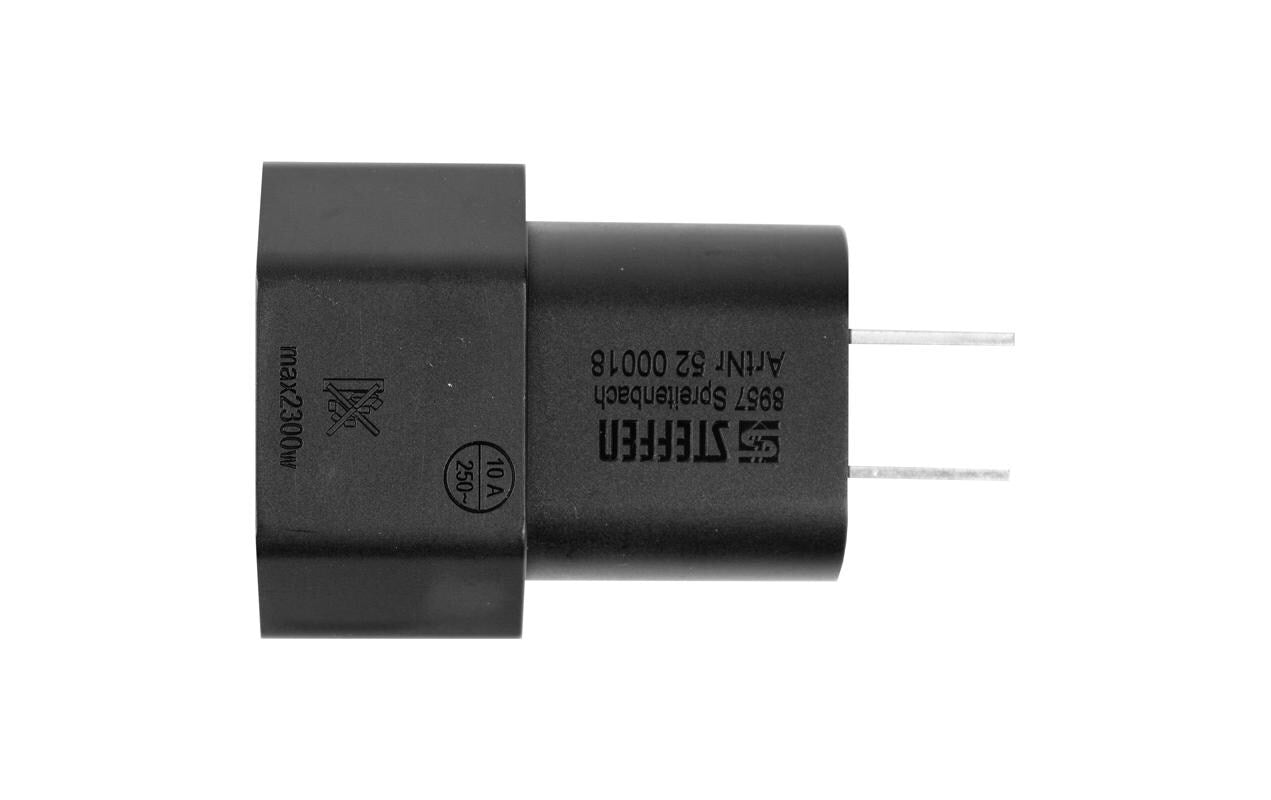 Steffen Reiseadapter Typ A zu Typ C – 2-polig, 10 A, 250 V – Schwarz