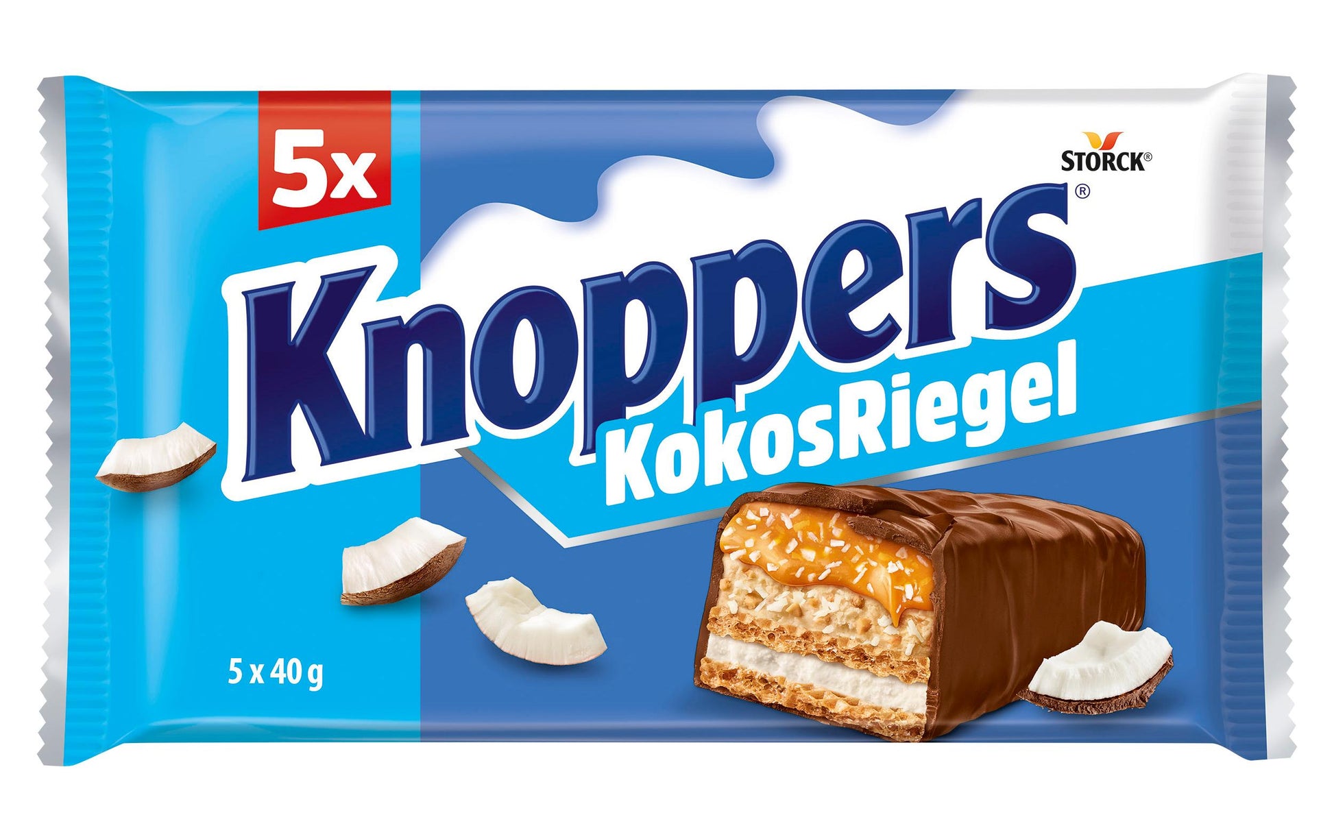 STORCK Knoppers Waffelriegel – Kokos – 5 × 40 g