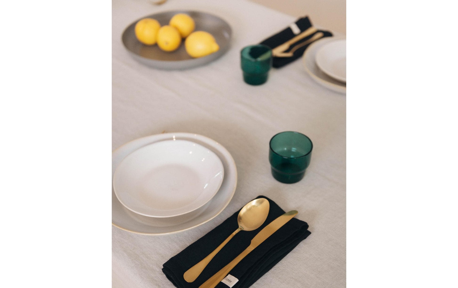 Esmée Stoffserviette – Schwarz – 45 × 45 cm, Baumwolle/Leinen – 1-er-Set