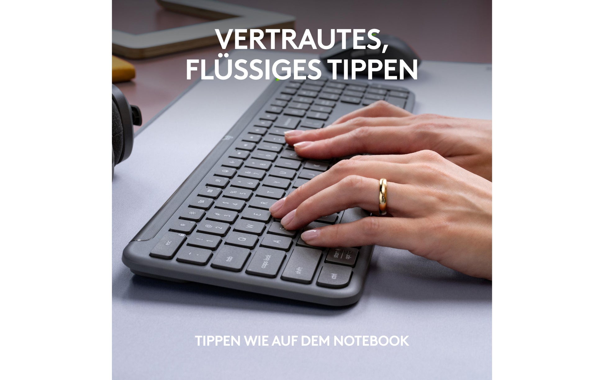 Logitech Slim Combo MK950 – Tastatur, CH-Layout (DE-CH), Grau