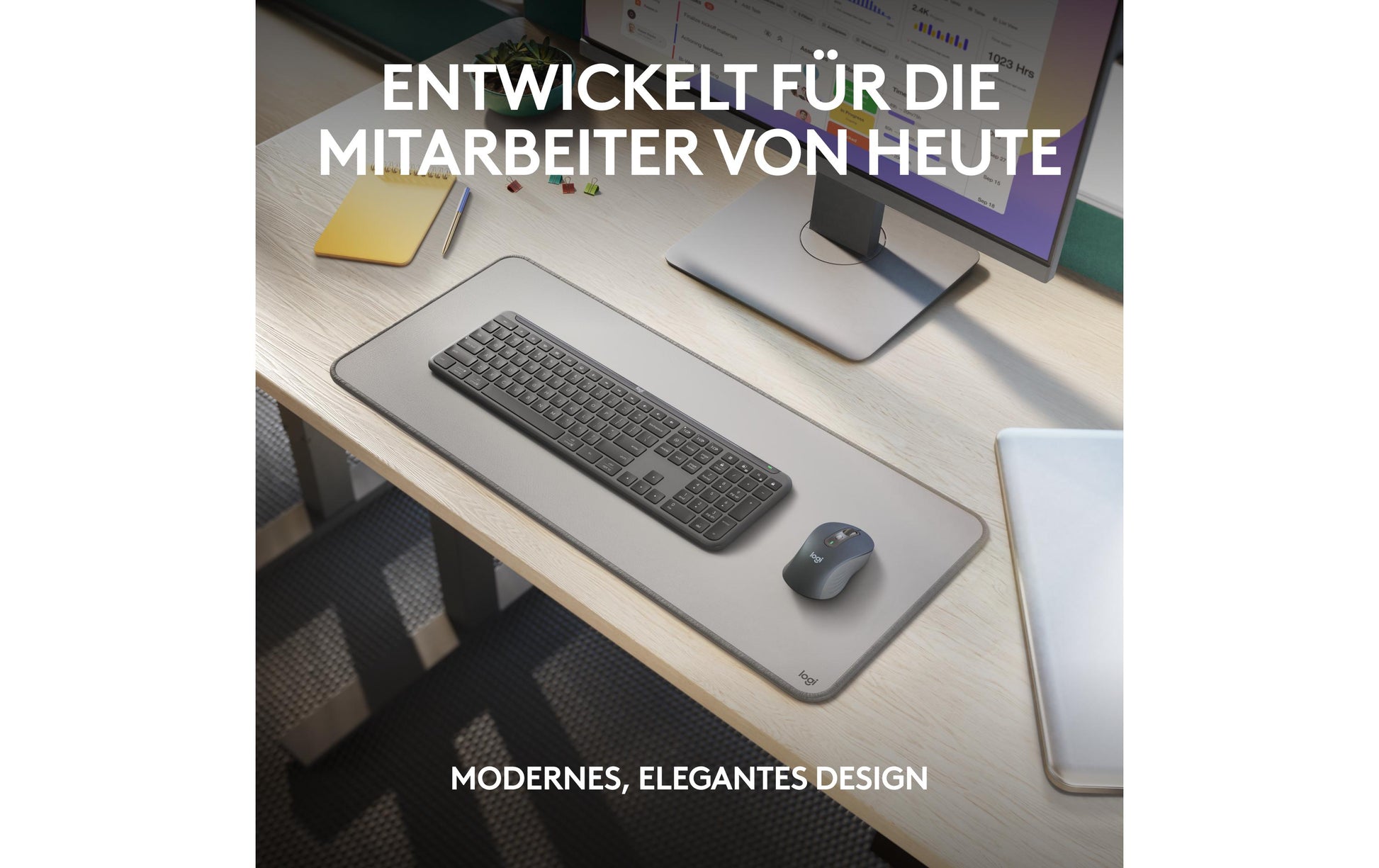 Logitech Slim Combo MK950 – Tastatur, CH-Layout (DE-CH), Grau