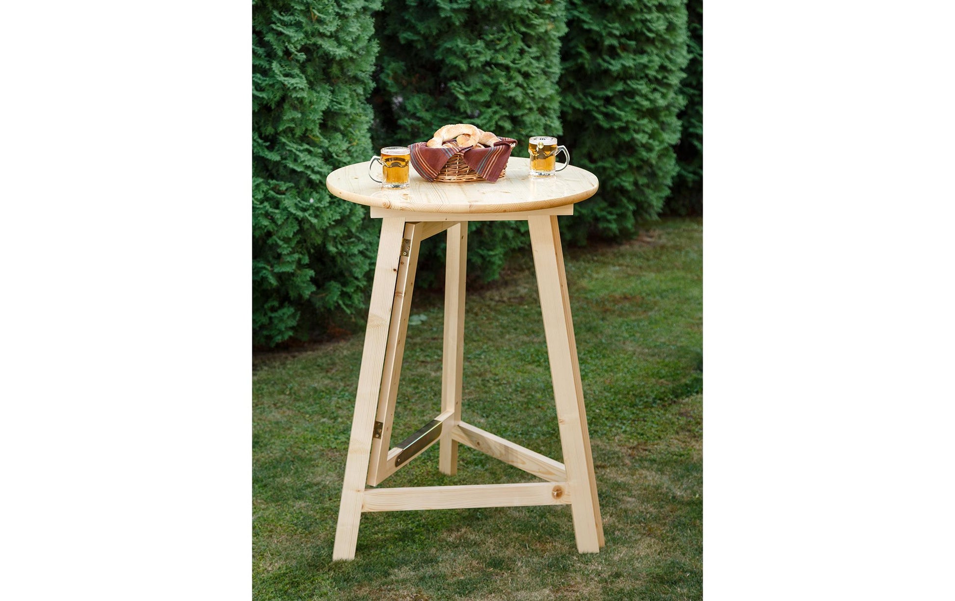 Innovesta Bistro-Set – Hellbraun – FSC-Holz – Tisch Ø 80 × 113 cm – klappbarer Tisch