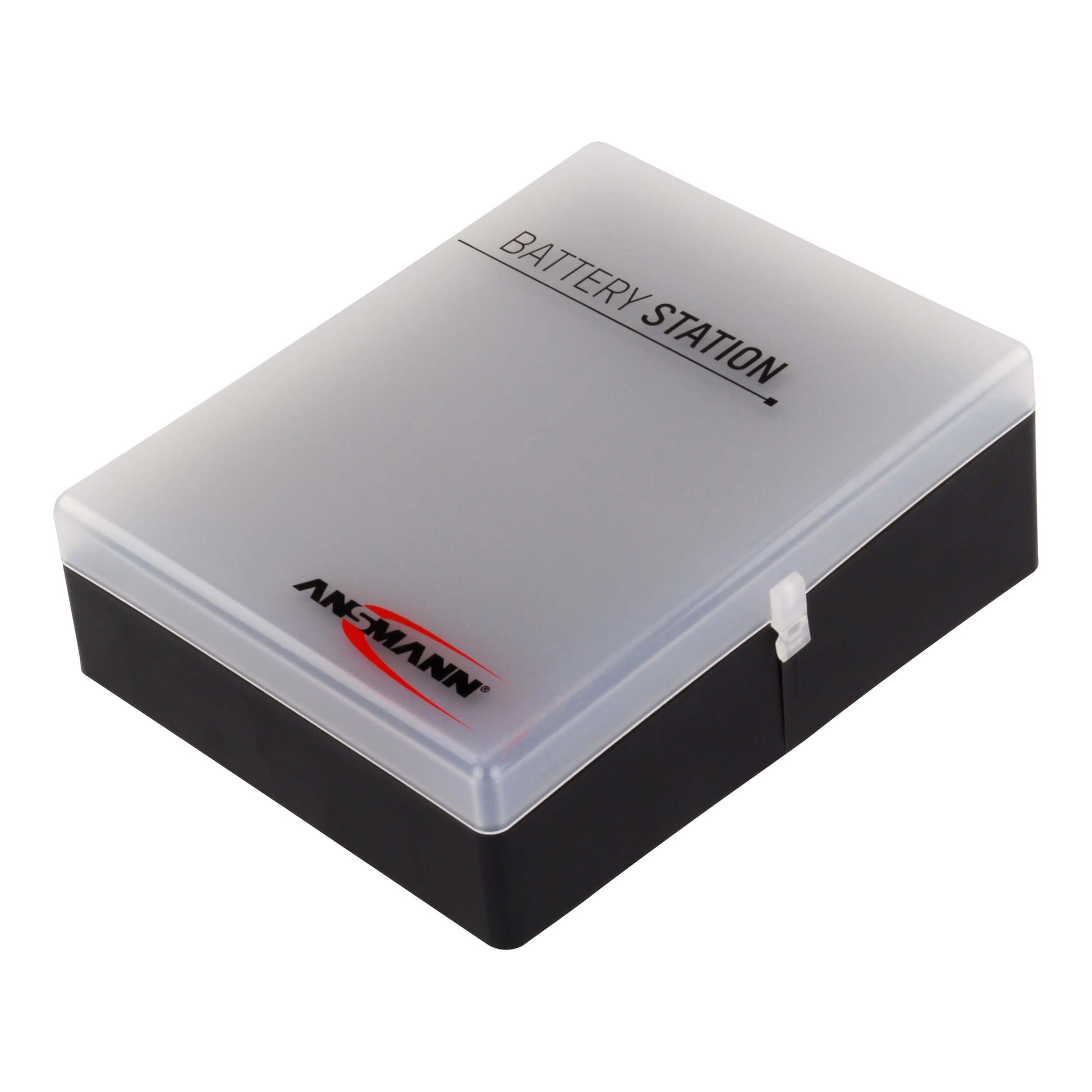 Ansmann Batterie-Aufbewahrung – Wandbefestigung, Schwarz/Transparent, B 173 × H 63 × T 138 mm