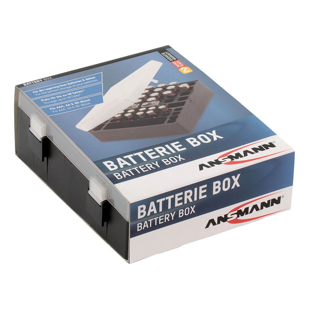 Ansmann Batterie-Aufbewahrung – Wandbefestigung, Schwarz/Transparent, B 173 × H 63 × T 138 mm