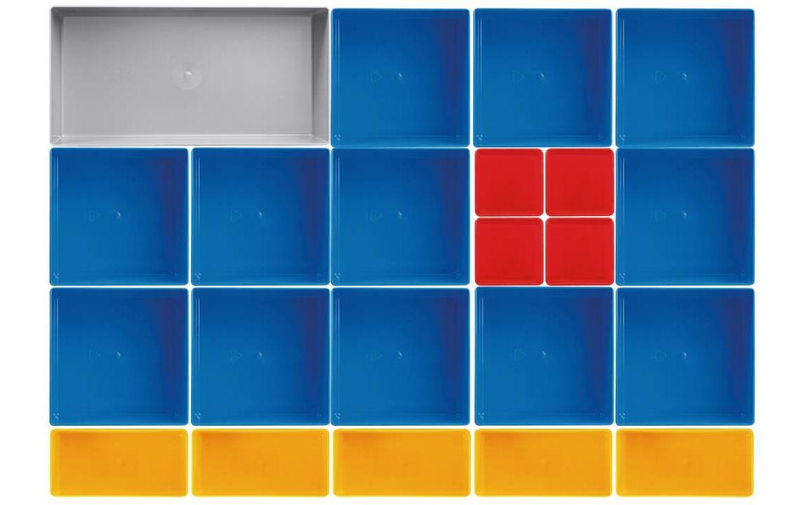 KRAFTWERK Insetboxenset – 22-teilig, blau/grau/rot/gelb