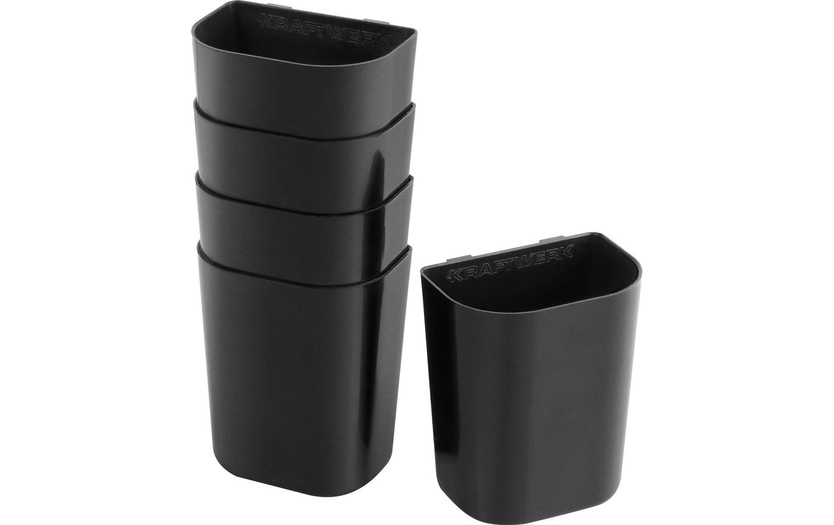 KRAFTWERK Kleinteilebox 5-teilig – Schwarz, B 75 × H 90 × T 50 mm, für Lochwand