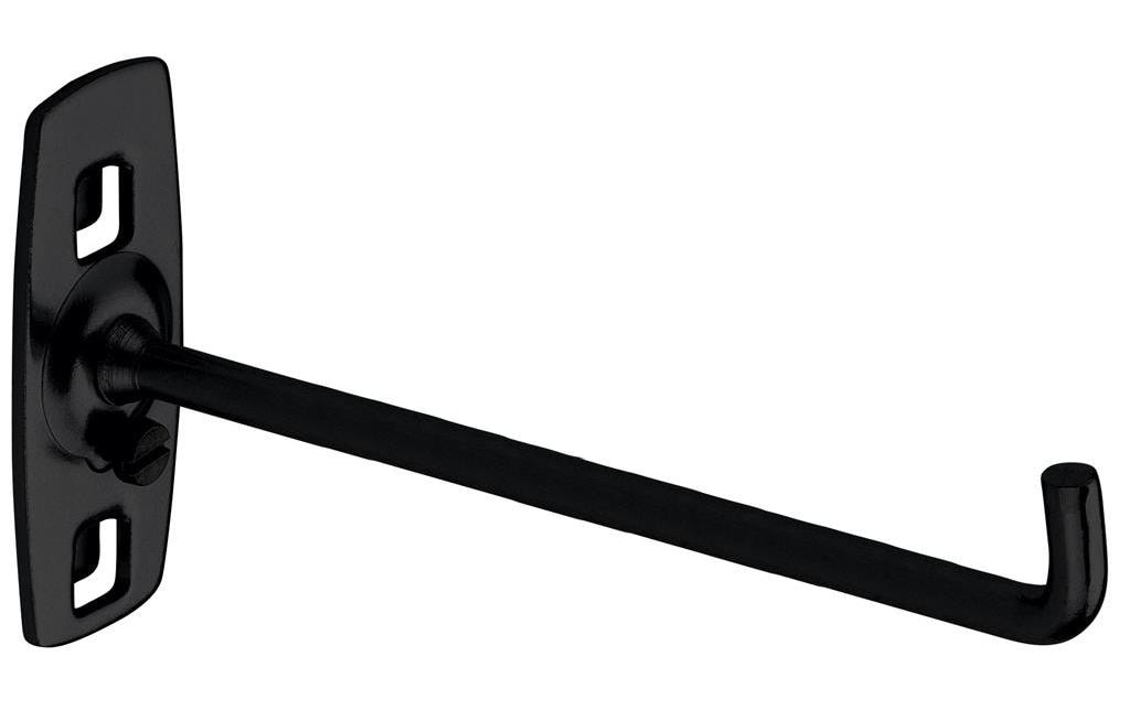 Kraftwerk 145.111.135 Wandhalterung – senkrechtes Hakenende, schwarz, B 135 × H 30 × T 10 mm