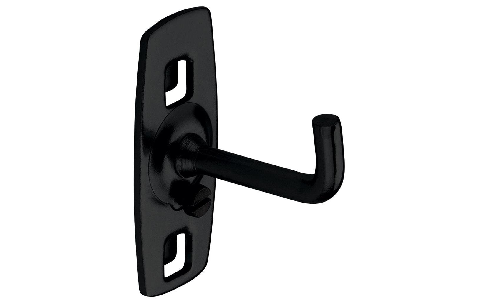 Kraftwerk Wandhalterung – senkrechtes Hakenende, schwarz, B 35 × H 20 × T 10 mm