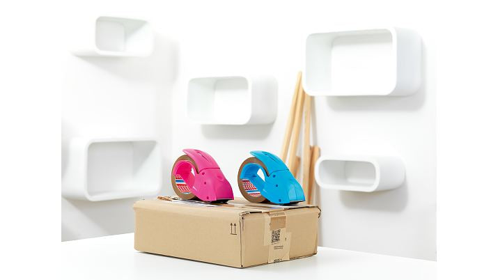 TESA Verpackungsbandabroller – für Verpackungsband bis 50 mm × 50 m, Blau