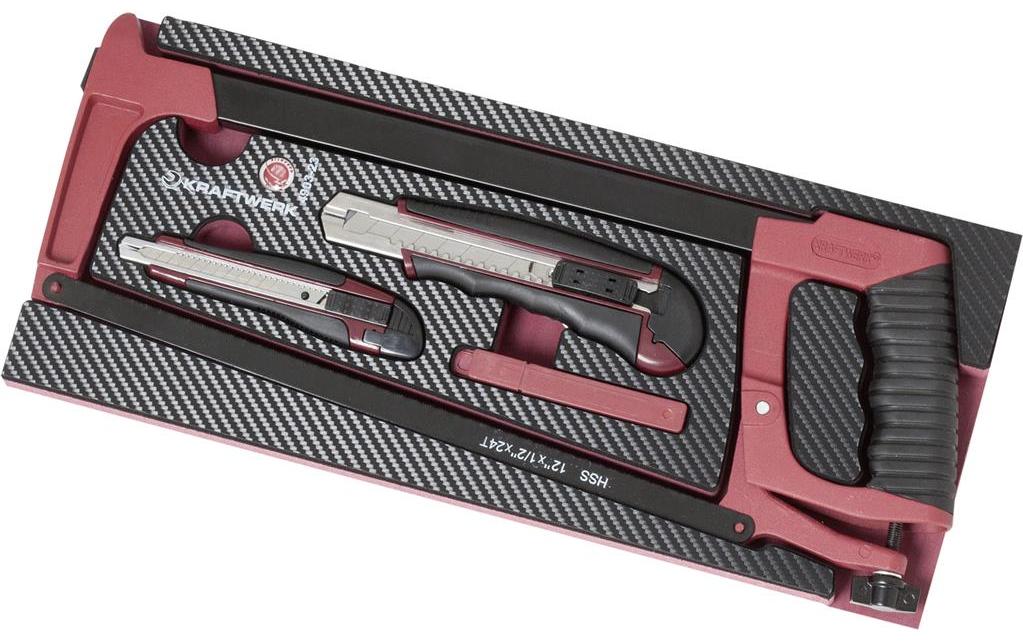KRAFTWERK Schneidwerkzeug-Einlage 4903-23, 168 × 394 × 30 mm, enthält Säge (Metallsägebogen), 3 Werkzeuge