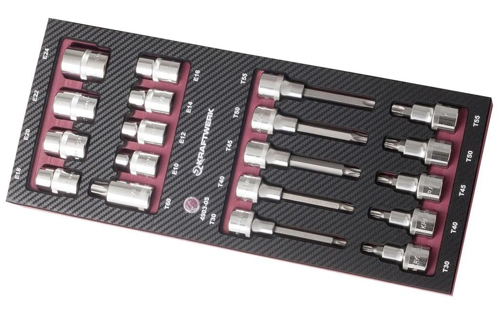 Kraftwerk Schraubendreher-Bit-Set – 19 Bits – Antrieb 1/2" – 4903-05