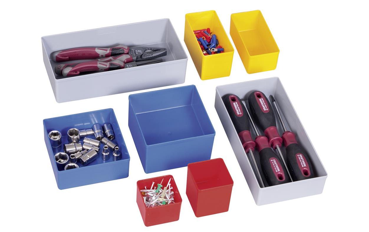 KRAFTWERK Insetboxenset – 22-teilig, blau/grau/rot/gelb