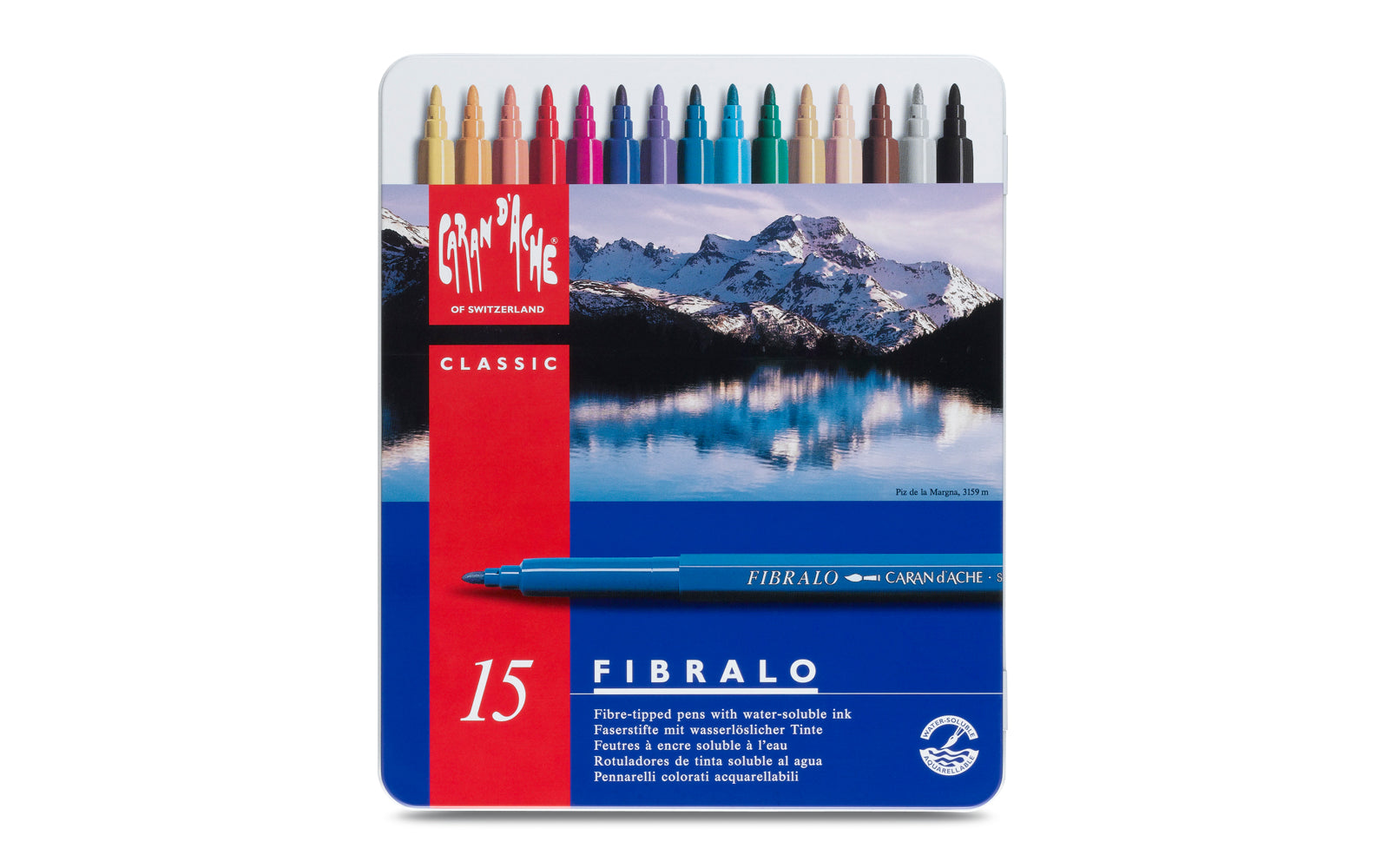 Caran d-Ache Caran d'Ache – Filzstifte Fibralo, Strichbreite 2,8 mm, auswaschbar, 15 Farben