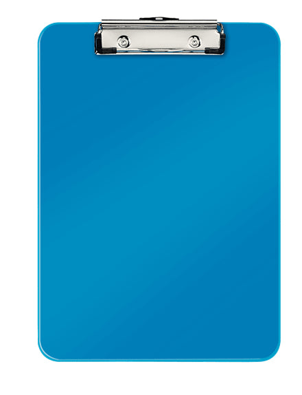 Leitz WOW Klemmbrett A4 – Kunststoff (PS), Metall, Blau – mit Aufhängeöse – bis 80 Blatt