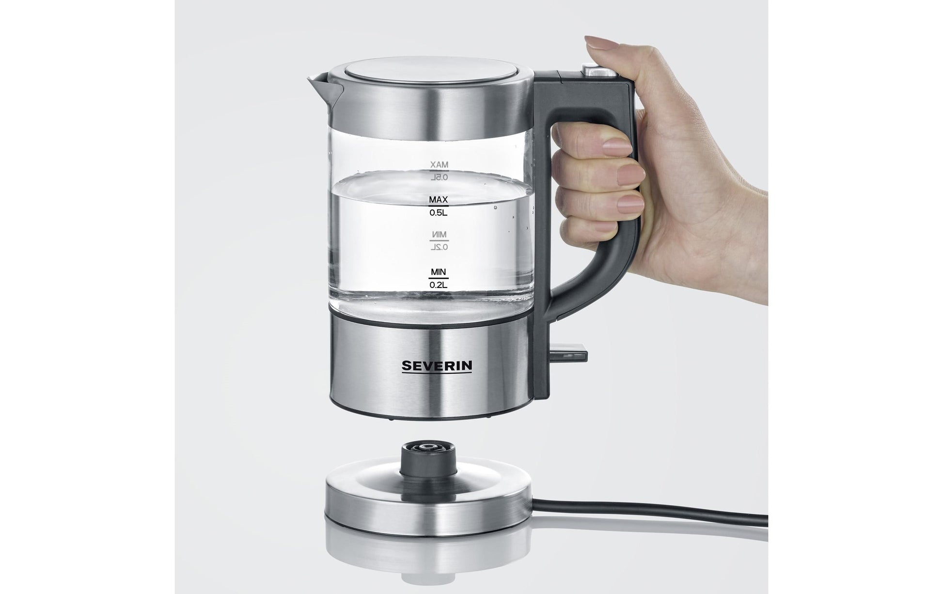 Severin Wasserkocher – 0,5 l, Glas/Edelstahl, WK3472