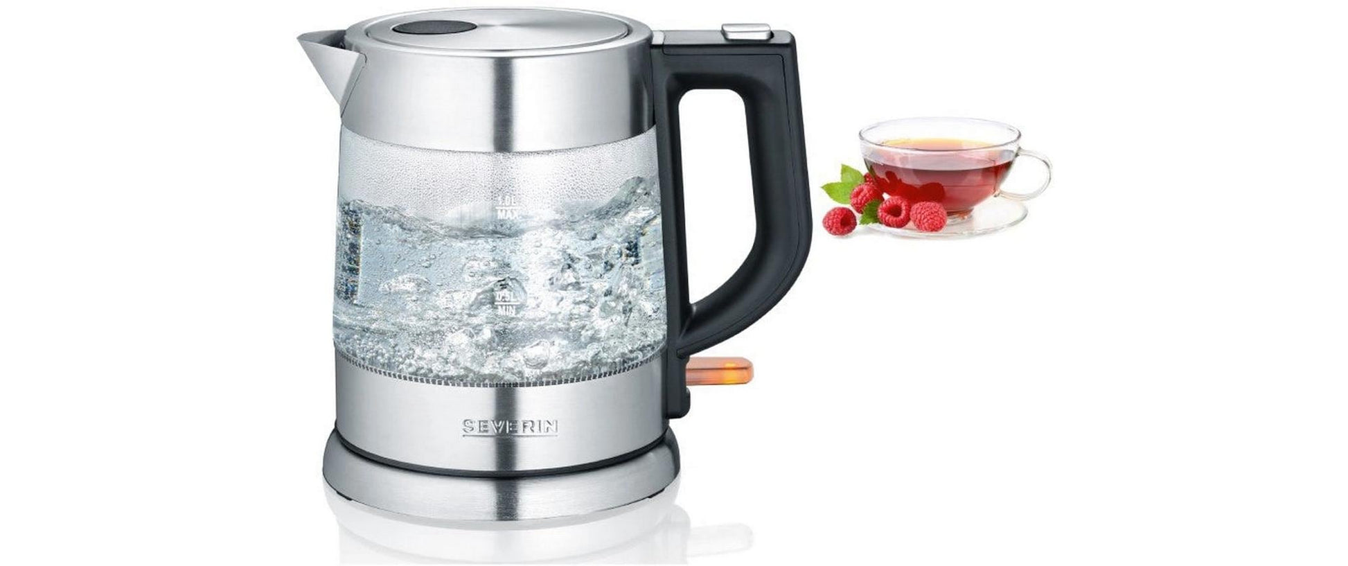 Severin Wasserkocher – 1 l, Glas, Schwarz, WK 3468
