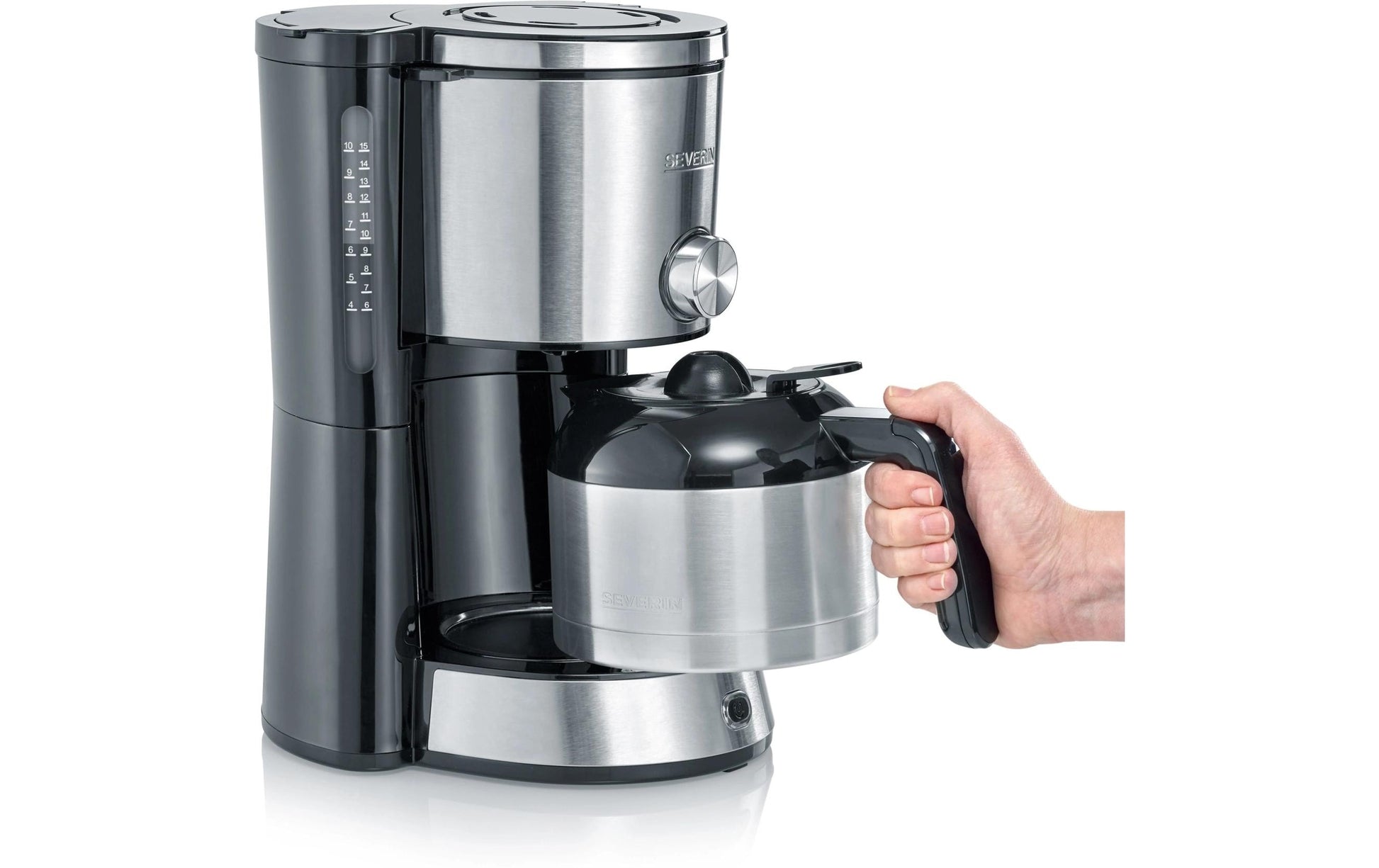 Severin KA4845 Filterkaffeemaschine – 8 Tassen, 1 l, Isolierkanne, Schwarz, 23,5 × 33,8 × 30 cm