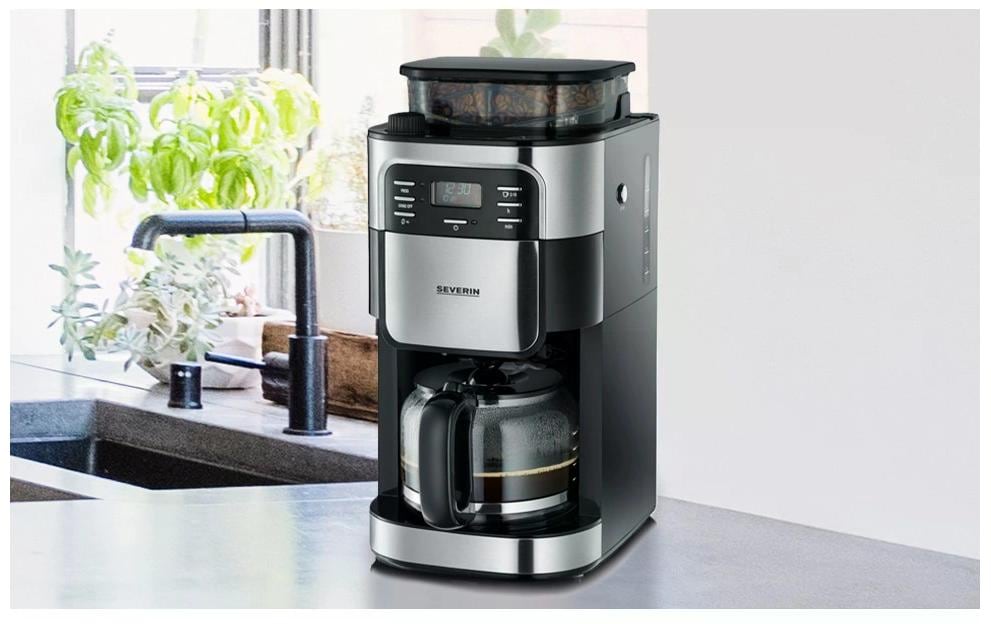 Severin KA4810 Filterkaffeemaschine – 10 Tassen, 1,4 l, Karaffe, Schwarz/Edelstahl