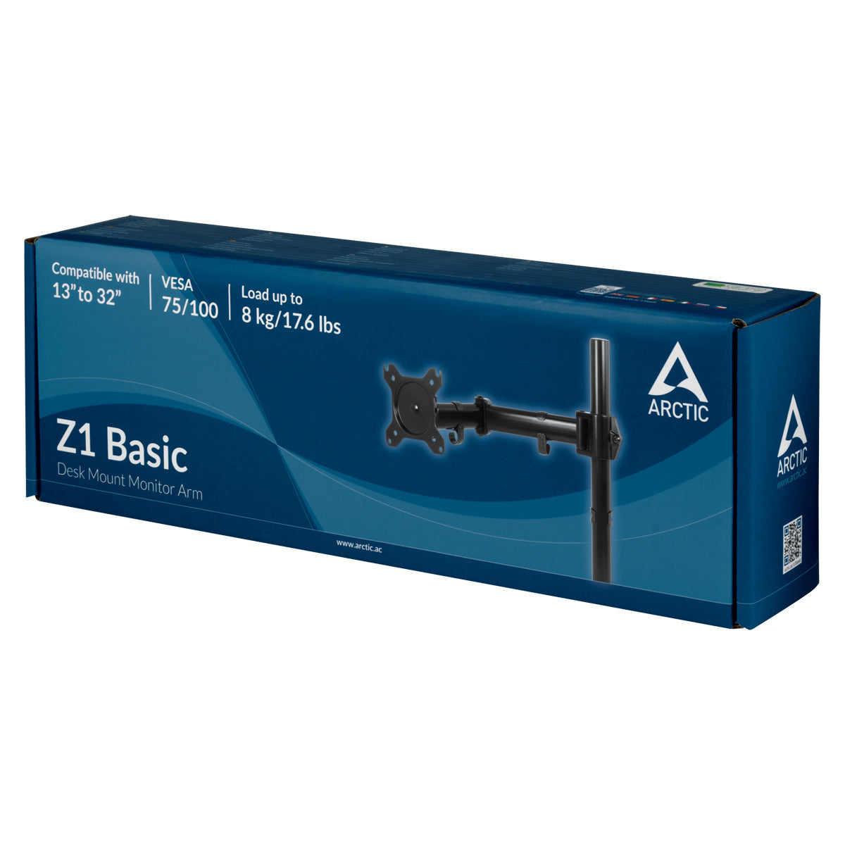 ARCTIC Z1 Basic – Monitorarm Tischhalterung – Klemme/Durchführung – 1 Monitor – 13–34" – VESA 75×75/100×100 mm