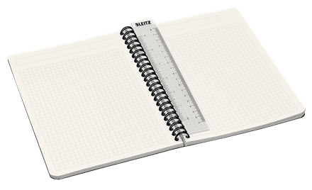 Leitz Collegeblock – A5 – 90 Blatt – 90 g/m² – Hardcover, mikroperforiert, herausnehmbares Lineal, grün/grau
