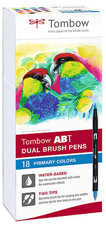 Tombow Filzstifte ABT Dual Brush Pen, auswaschbar, 18 Farben