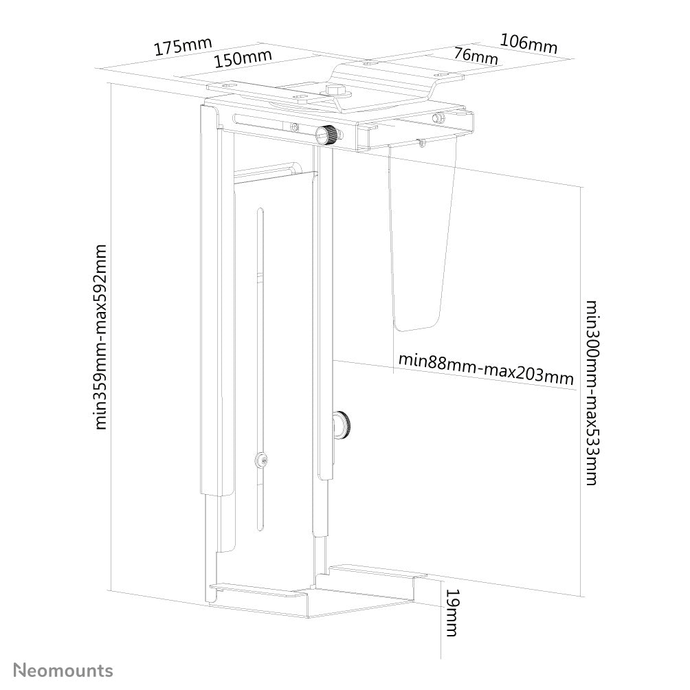 Neomounts NM-CPU100BLACK – Gerätehalterung (Tablet/Panel) – bis 10 kg – drehbar, höhenverstellbar – Schwarz