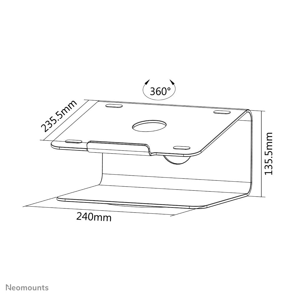 Neomounts Laptop-Ständer – bis 17", 360° drehbar, bis 5 kg – Silber