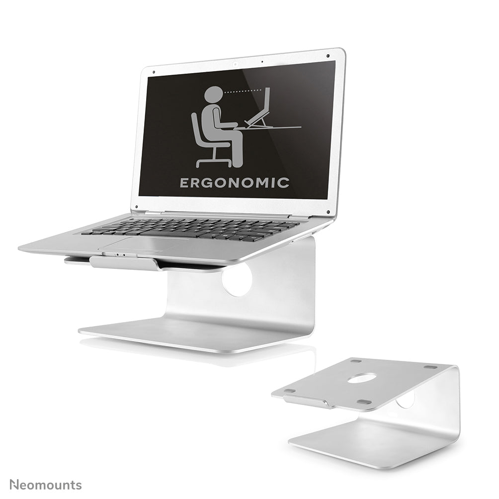 Neomounts Laptop-Ständer – bis 17", 360° drehbar, bis 5 kg – Silber