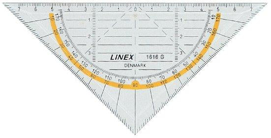 Linex Wandtafel-Geodreieck 45° – Hypotenuse 16 cm, Kunststoff, transparent, Skalenfarbe schwarz