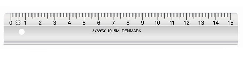 Linex Wandtafel-Lineal 15 cm – Kunststoff, Transparent, Tuschekante, mit Facette