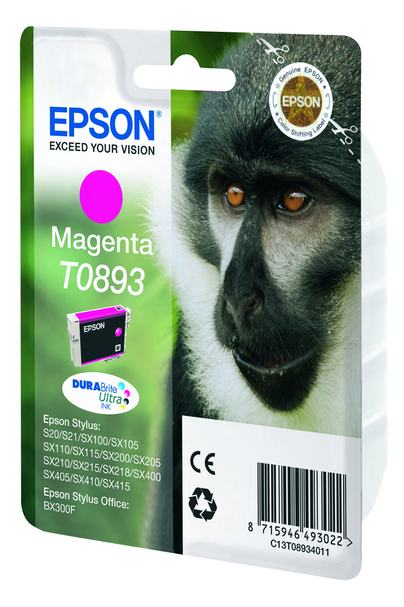 Epson T0893 Magenta Tintenpatrone (Original) – für Epson Stylus SX415/SX410/SX405/SX400, SX218/SX215/SX210 …