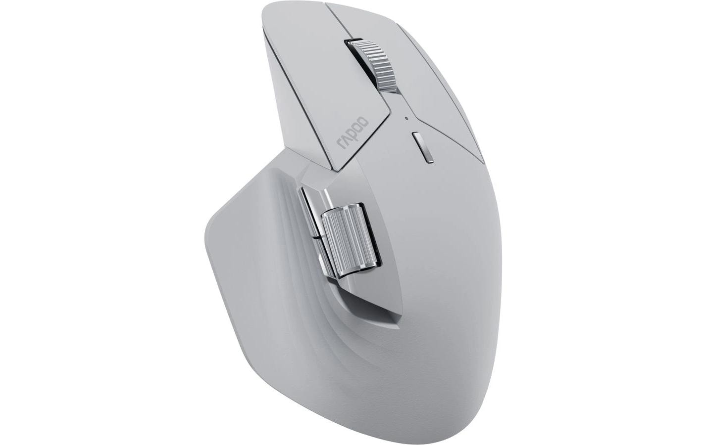 Rapoo MT760M Ergonomische Maus – kabellos, Bluetooth + 2,4 GHz, 4'000 dpi, 10 Tasten, für Rechtshänder, Grau
