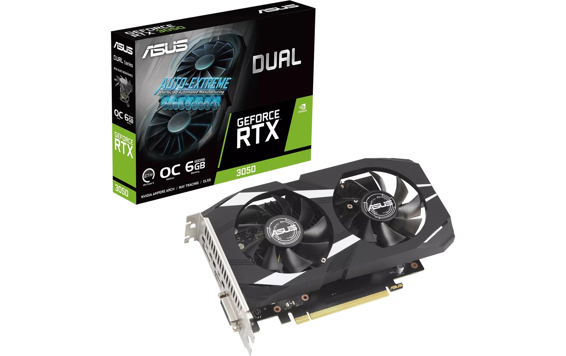 ASUS DUAL-RTX3050-O6G – PCIe Grafikkarte – GeForce RTX 3050, 6 GB GDDR6, 1×DP, 1×HDMI, 1×DVI-D, PCIe 4.0