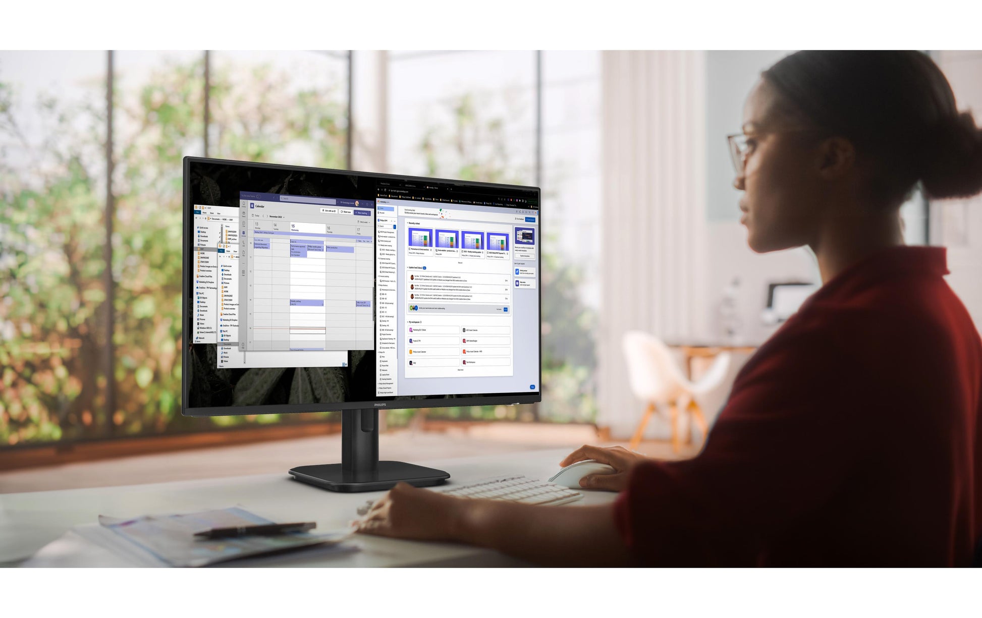 Philips 24E1N1200A/00 – Monitor, 23,8", IPS, 120 Hz, 300 cd/m², Eingebaute Lautsprecher, Schwarz