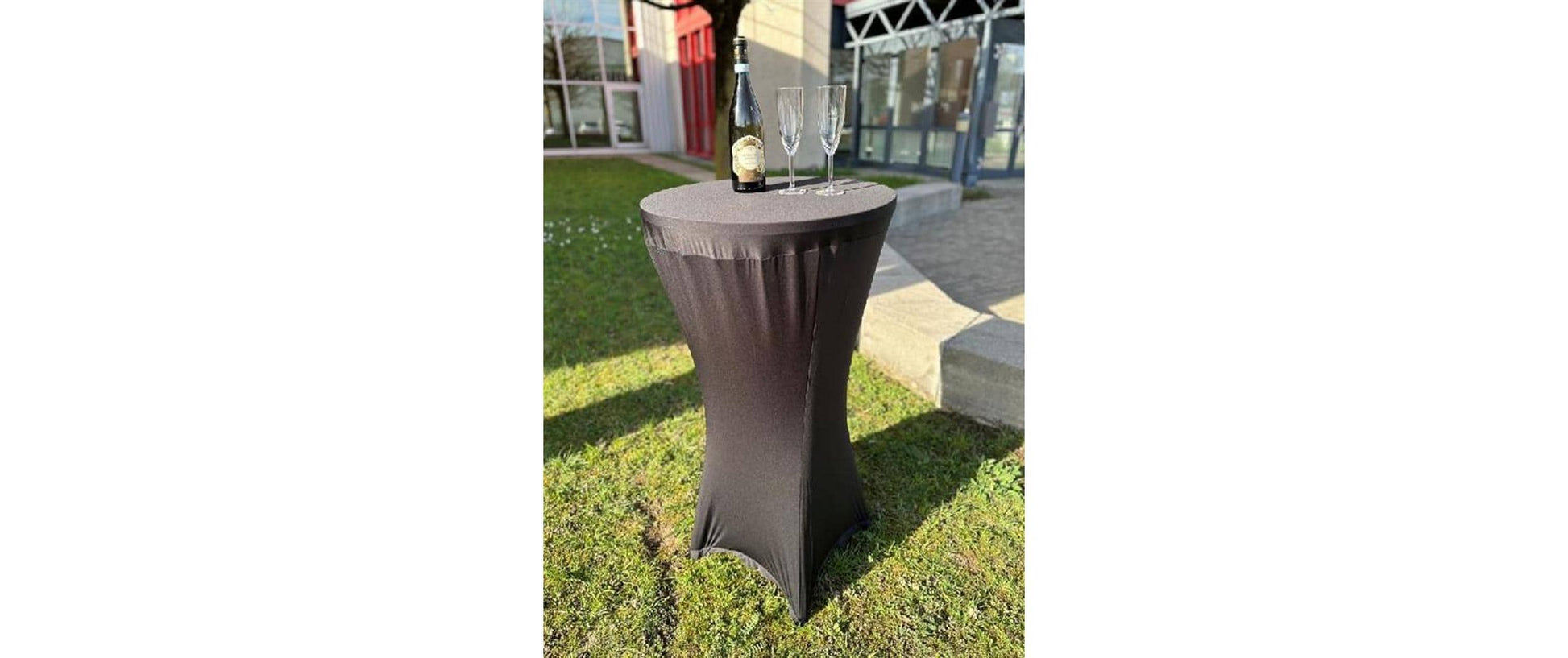 dameco Stehtisch-Husse – Ø 60×120 cm, Polyester/Elastan, Schwarz