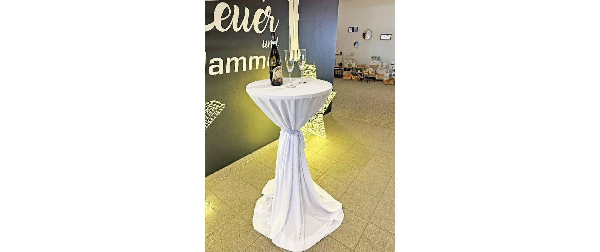 dameco Stehtisch-Husse – Ø 80–90×146 cm, Polyester, Weiss