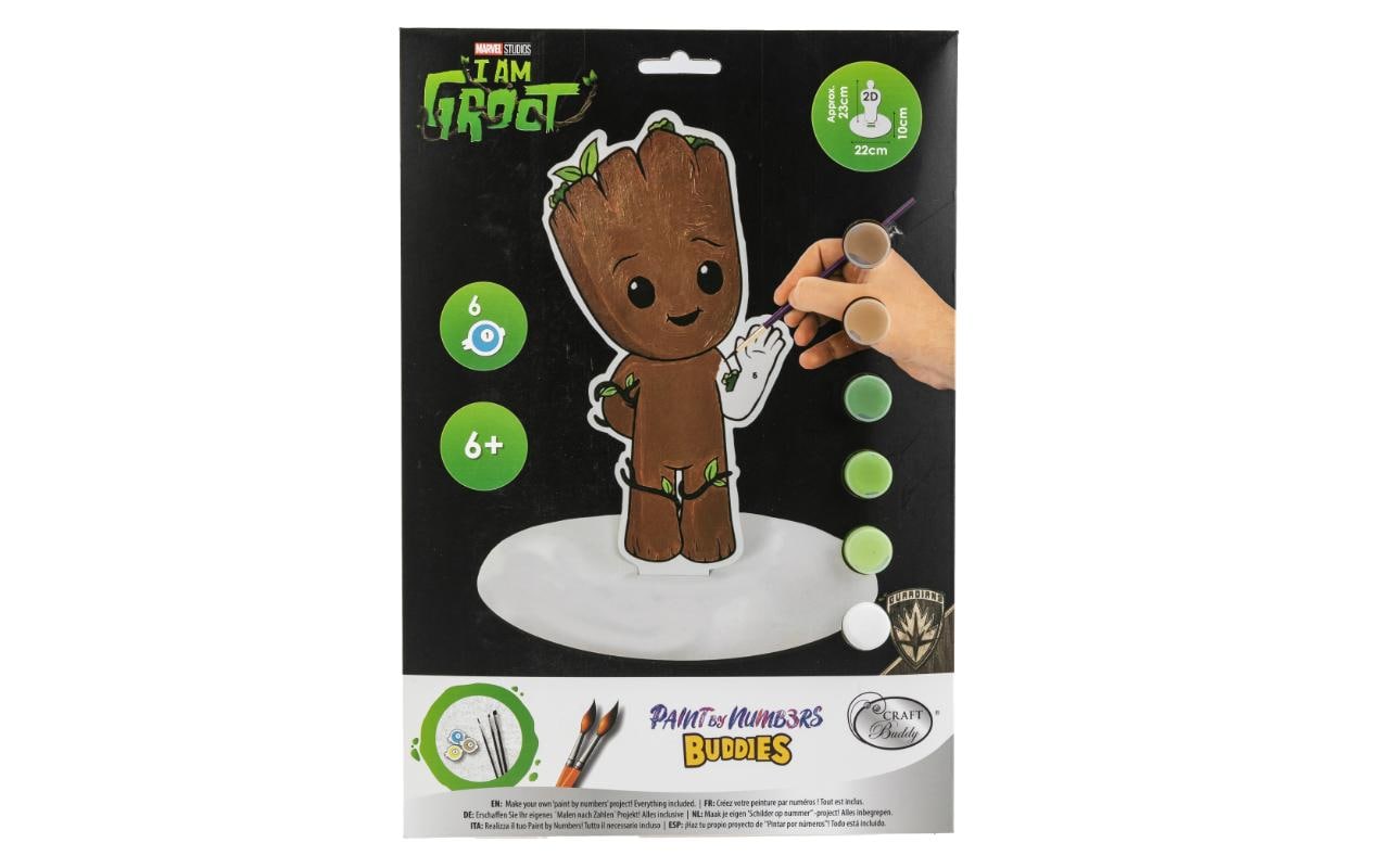 CRAFT Buddy Malen-nach-Zahlen-Set – Groot (MARVEL) – 23,0 × 22,0 cm – ab 6 Jahren