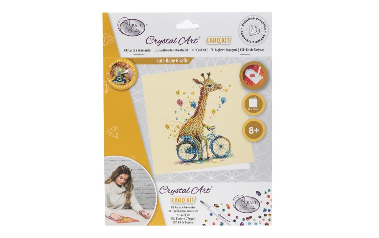 CRAFT Buddy Crystal Art Card – Diamond Painting Set – Giraffe – 18 × 18 cm – ab 8 Jahren