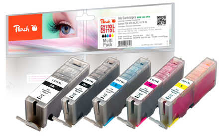 Peach Tintenpatronen-Multipack, Schwarz/Cyan/Magenta/Gelb (Kompatibel) – für Canon Pixma MG 5700 Serie