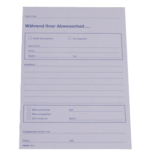 Simplex Formularblock – Abwesenheit, Deutsch, 70 Blatt, A5, Recyclingpapier