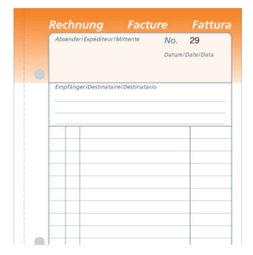 Simplex Formularblock – Rechnungen, mehrsprachig, 50 Blatt, A5, Karton