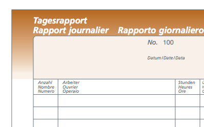 Simplex Formularblock – Tages-Rapporte, mehrsprachig, 50 Blatt, A5