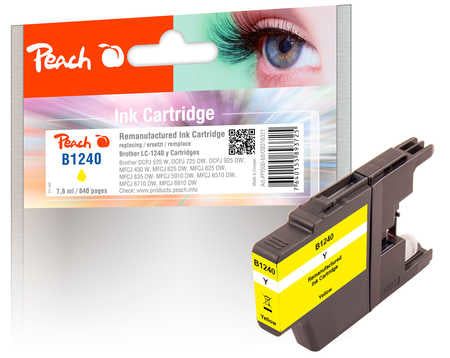 Peach LC-1240y Gelbe Tintenpatrone (Kompatibel) – 840 Seiten – für Brother LC-1240y
